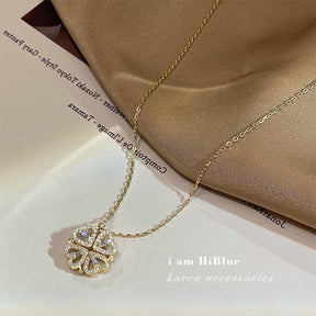 Love Style Magnetic Four-leaf Clover Micro Inlaid Zircon Sweet Lady Clavicle Chain