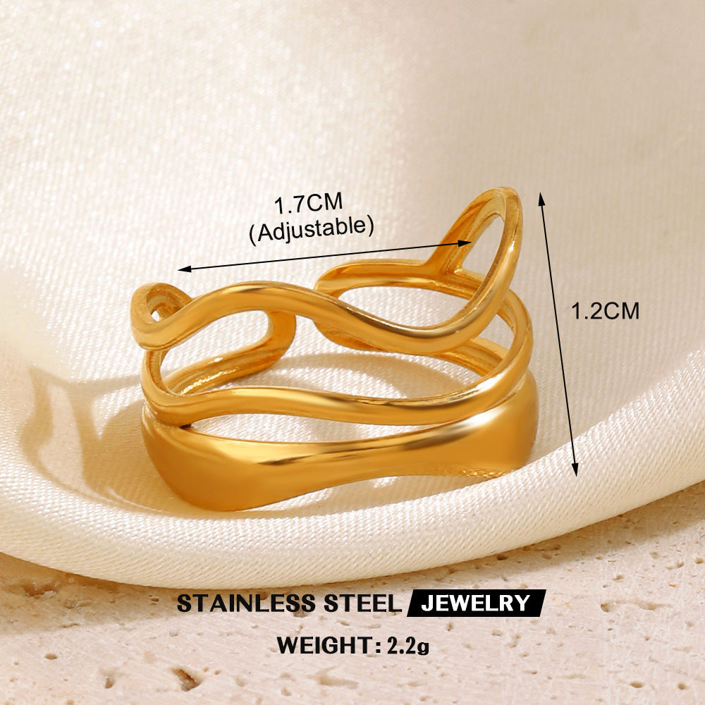 Stainless Steel Love Heart-shaped Ring Line Cross Titanium Steel Ring