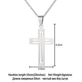 Stainless Steel Cross Necklace For Men Women Pendant Jewelry Fashion Fall Winter Sweater Necklace