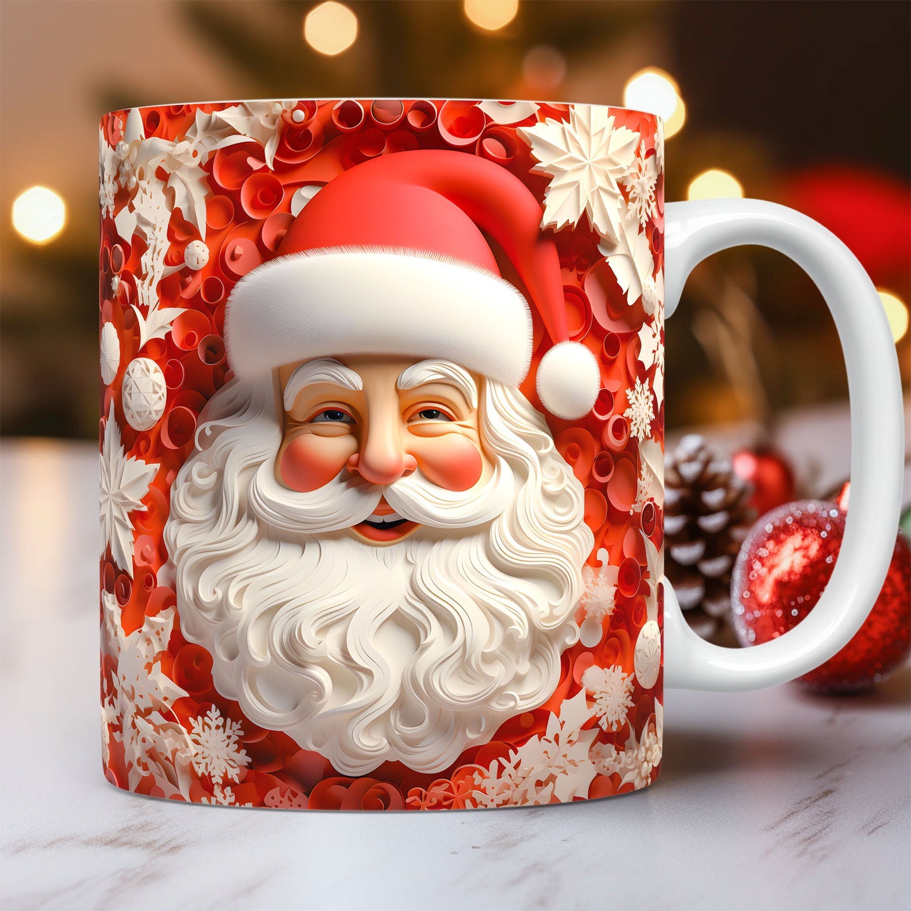 Christmas Theme Ceramic Mug 3D Santa Claus Coffee Cup