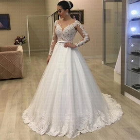 Applique Long Sleeve Wedding Dress Wedding Dress Bridal Gown