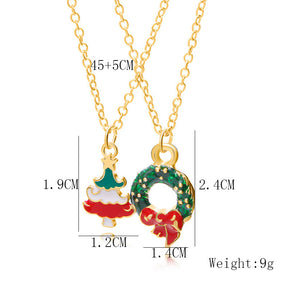 Alloy Dripping Christmas Tree Pendant Necklace