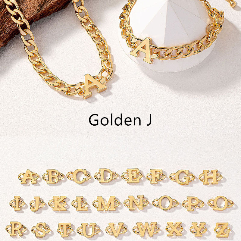 Letter Necklace Bracelet Set Fashion Women