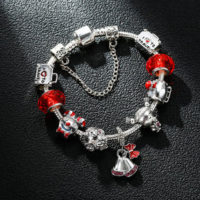 Christmas Tree Beaded Bracelet With Ancient Silver Color