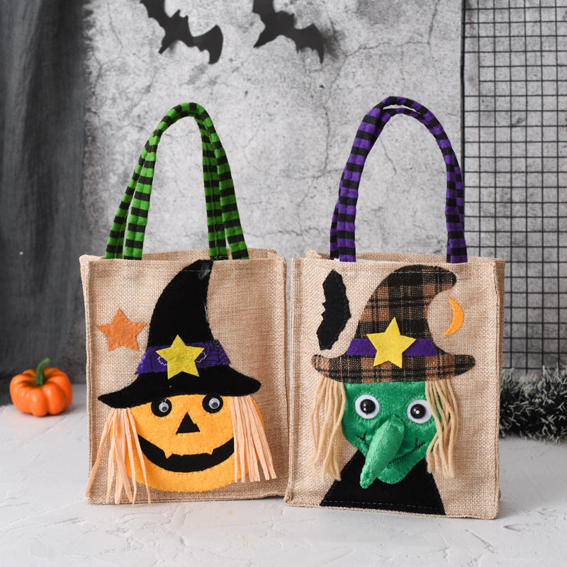 Halloween Candy Tote Bag For Kids Funny Creative Witch Skull Pumpkin Gift Handbag Small Jewelry Props Shopping Bags