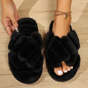 Fluffy Slippers Women's Non-slip Thick-soled Cotton Slippers