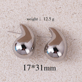 Copper Plating 18K Real Metal Drop-shaped Earrings For Women