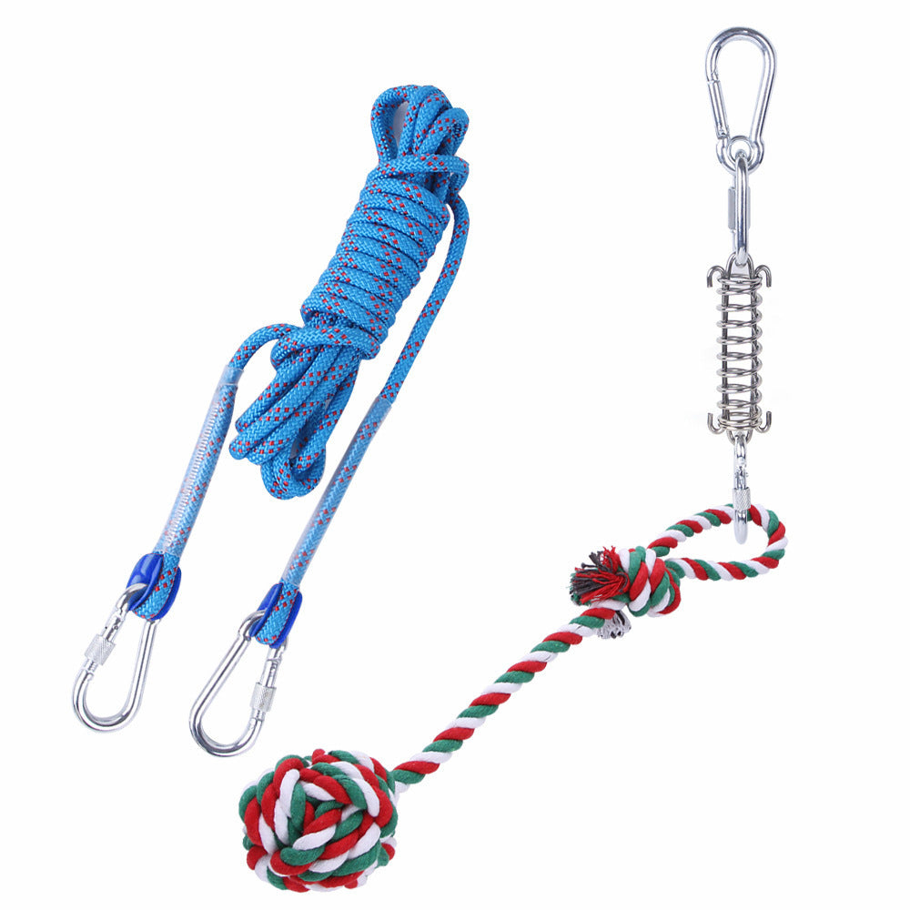 Outdoor Funny Dog Toy Stainless Steel Spring Suspension Cotton String Households Outdoor Toy Training