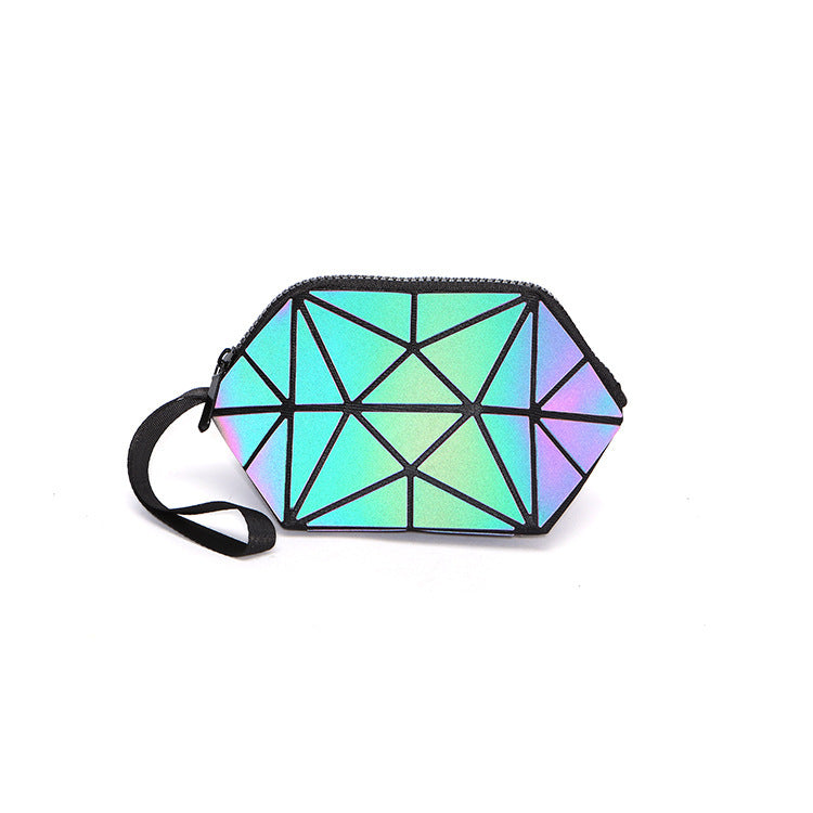 Geometric Rhombus Cosmetic Bag Luminous Color Changing