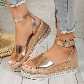 Female Oversized Hollowed Out Fishmouth Wedge Sandals