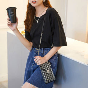 Fashion Soft Leather Rivet Crossbody Chain Bag