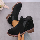 Short Retro Frosted Short Boots Women