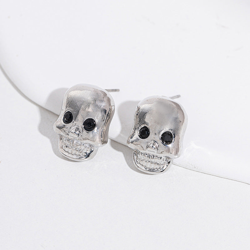 Halloween Diamond Skull Stud Earrings Alloy