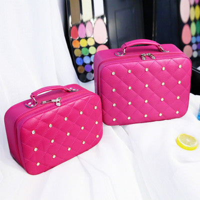 High-end Cosmetic Case With Diamond Cosmetic Bag PU Portable