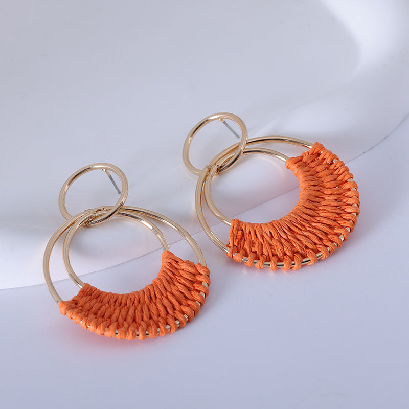 Women's Fashion Creative Hand Weaving Stud Earrings