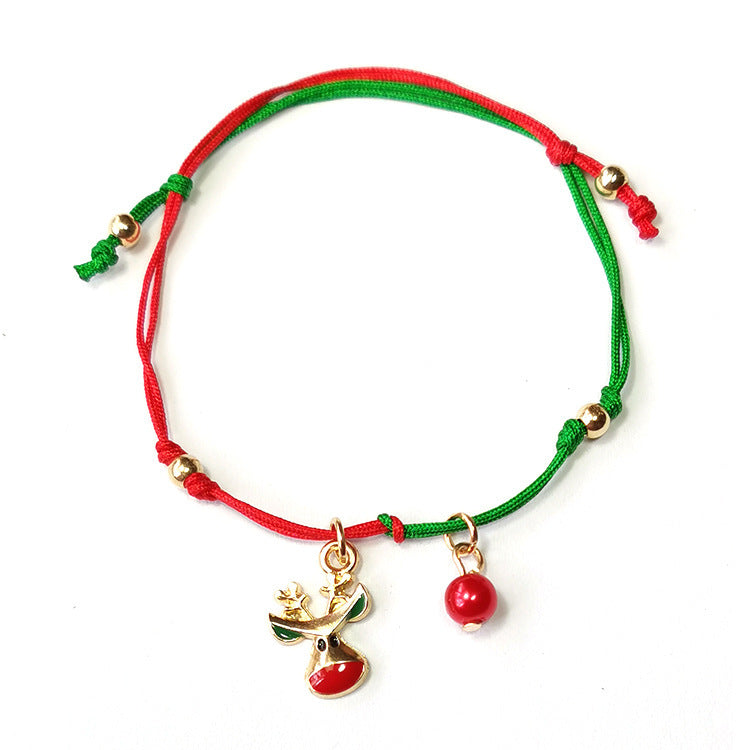 Santa Claus Snow Elk Christmas Tree Weaving Bracelet