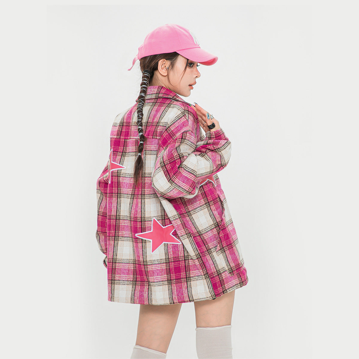 XINGX Plaid Shirt Coat Advanced Texture Loose Plaid Shirt