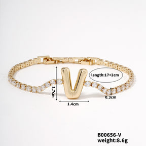 Buckle English Letter Bracelet Female Zircon