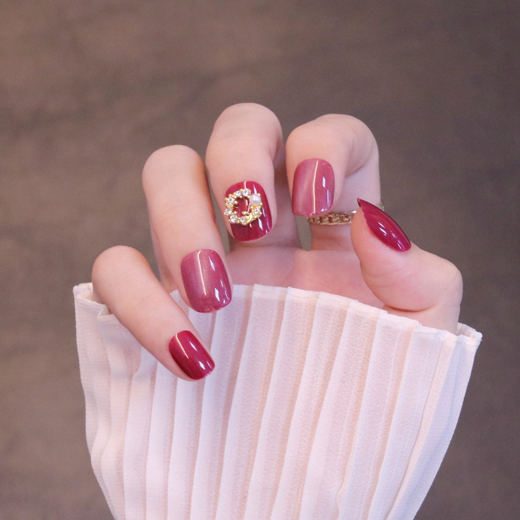 Nail Art Patch Wearing Nail Art Finished Short Rose Red Cat Eye