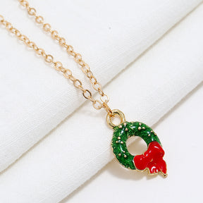 Alloy Dripping Christmas Tree Pendant Necklace