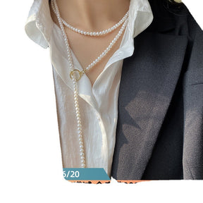 Special Interest Light Luxury Long Natural Freshwater Pearl Sweater Chain Elegant Necklace Women