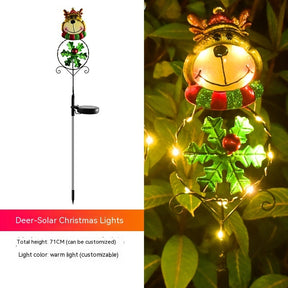 Solar Christmas Led Snowman Elk Ground Plug Light