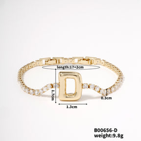 Buckle English Letter Bracelet Female Zircon