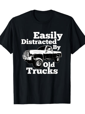 Square T-shirt Easily Distracted By Old Trucks