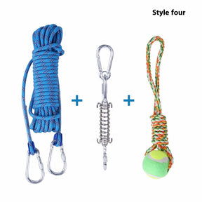 Outdoor Funny Dog Toy Stainless Steel Spring Suspension Cotton String Households Outdoor Toy Training