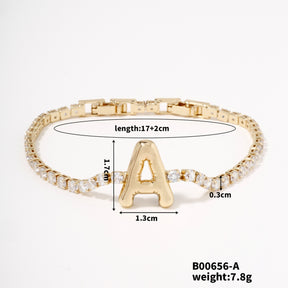 Buckle English Letter Bracelet Female Zircon