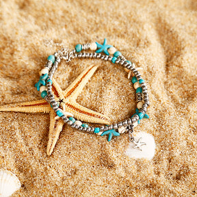 Creative Personality Fashion Accessories Double Starfish Rice Bead Jewelry Yoga Beach Jewelry Anklet