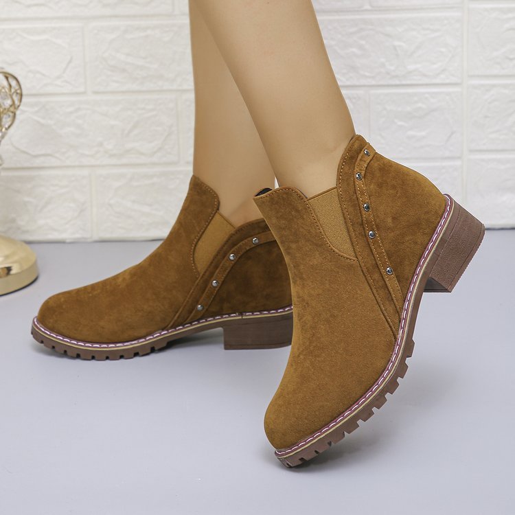 Short Retro Frosted Short Boots Women