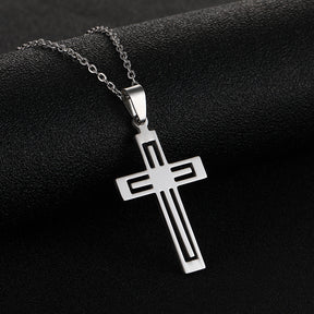 Stainless Steel Cross Necklace For Men Women Pendant Jewelry Fashion Fall Winter Sweater Necklace