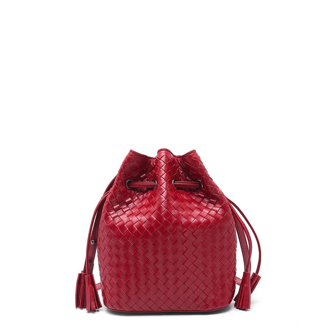 Sheepskin Hand Woven Vintage Bucket Bag