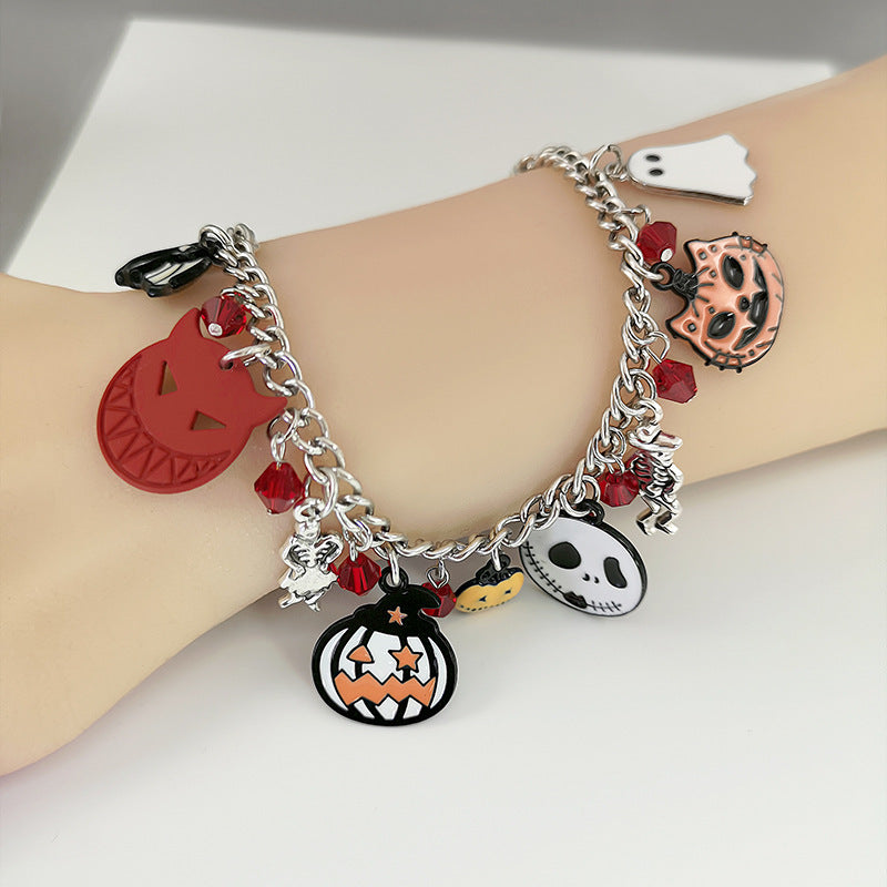 Halloween Bracelet With Pumpkin Skull Ghost Funny Jewelry