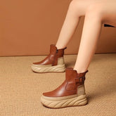 Fleece-lined Platform Muffin Platform Motorcycle Boots Casual Women's Shoes