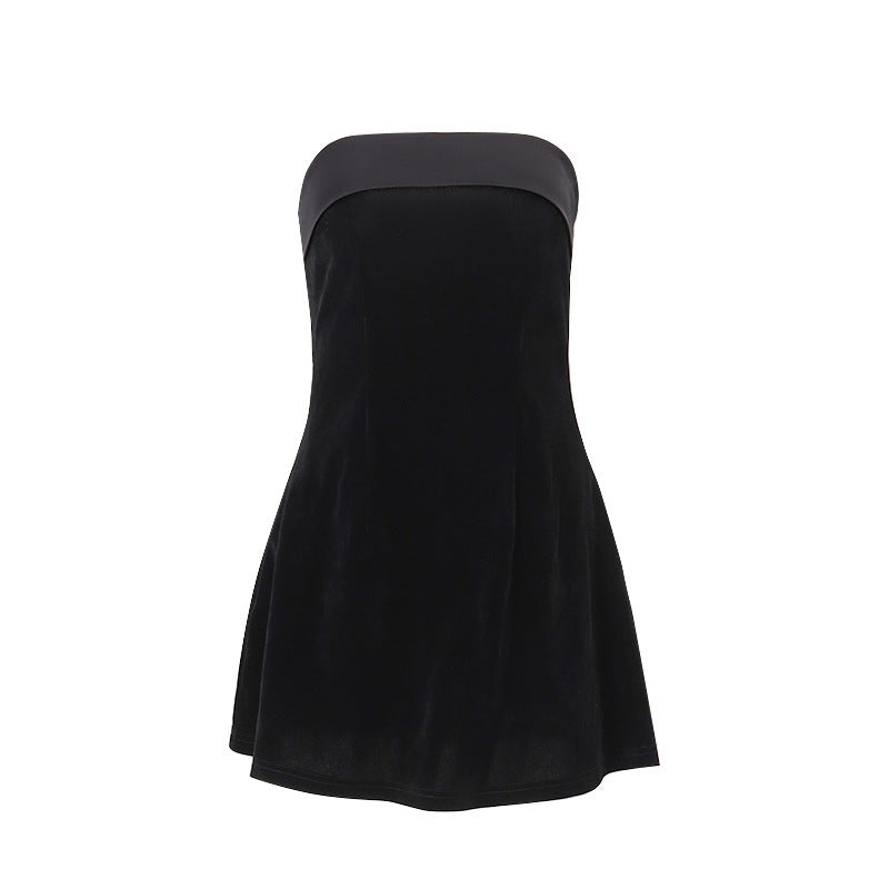 Ins Slim Tube-top Dress Fashion Zipper A-line Short Dresses Party Evening Clothing For Women