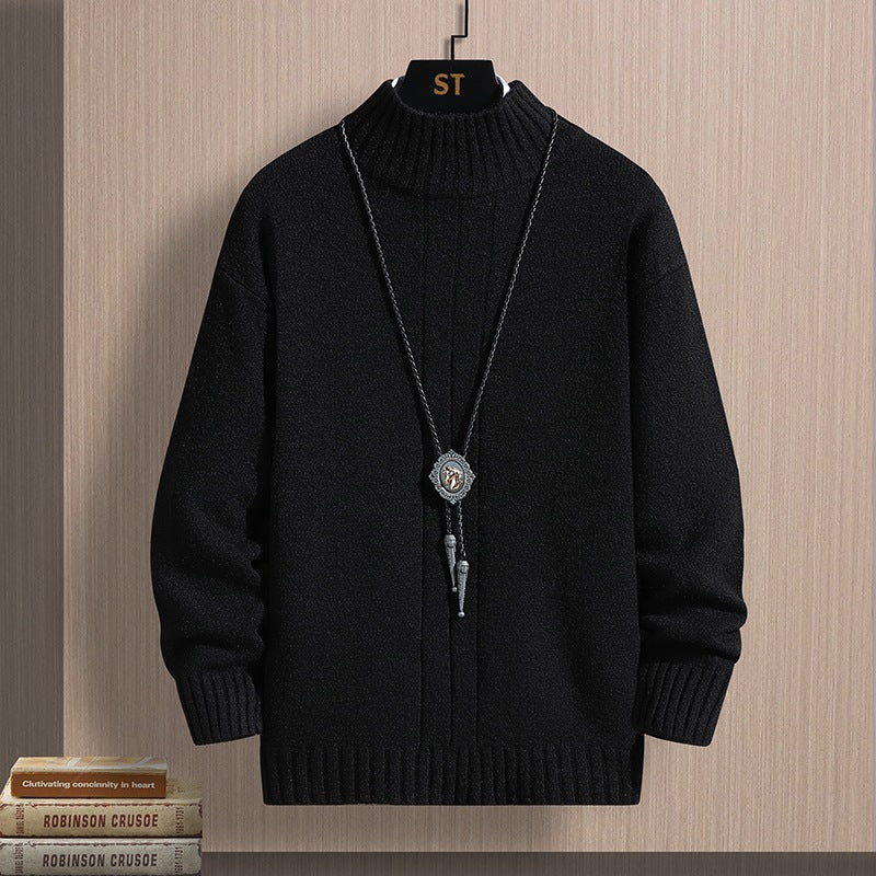 Autumn Middle-collar Long Sleeve Jacquard Pullover