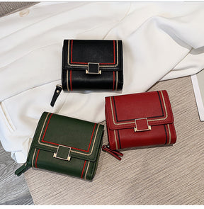 Women's Embroidery Thread Short Multi Card Slot Clutch