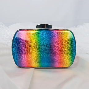 Summer Versatile Rainbow Color Dinner Bag Laser Pu Clutch Gradient Color Women's Bag