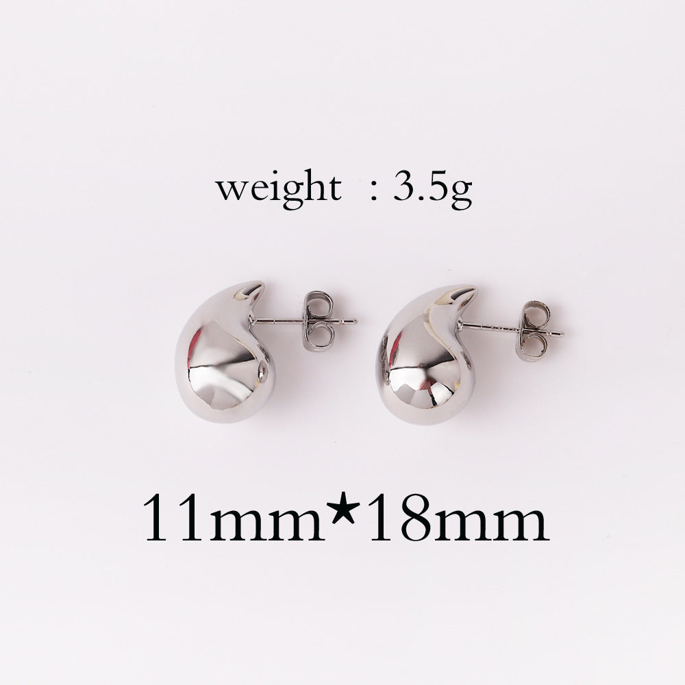 Copper Plating 18K Real Metal Drop-shaped Earrings For Women