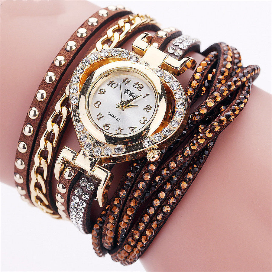 Ladies Round Diamond Love Dial Bracelet Watch