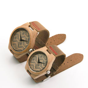 Casual Business Bamboo Leather Strap Watch