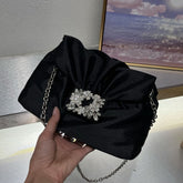 Vintage Crumpled Banquet Silk Diamond Small Square Bag