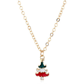 Alloy Dripping Christmas Tree Pendant Necklace