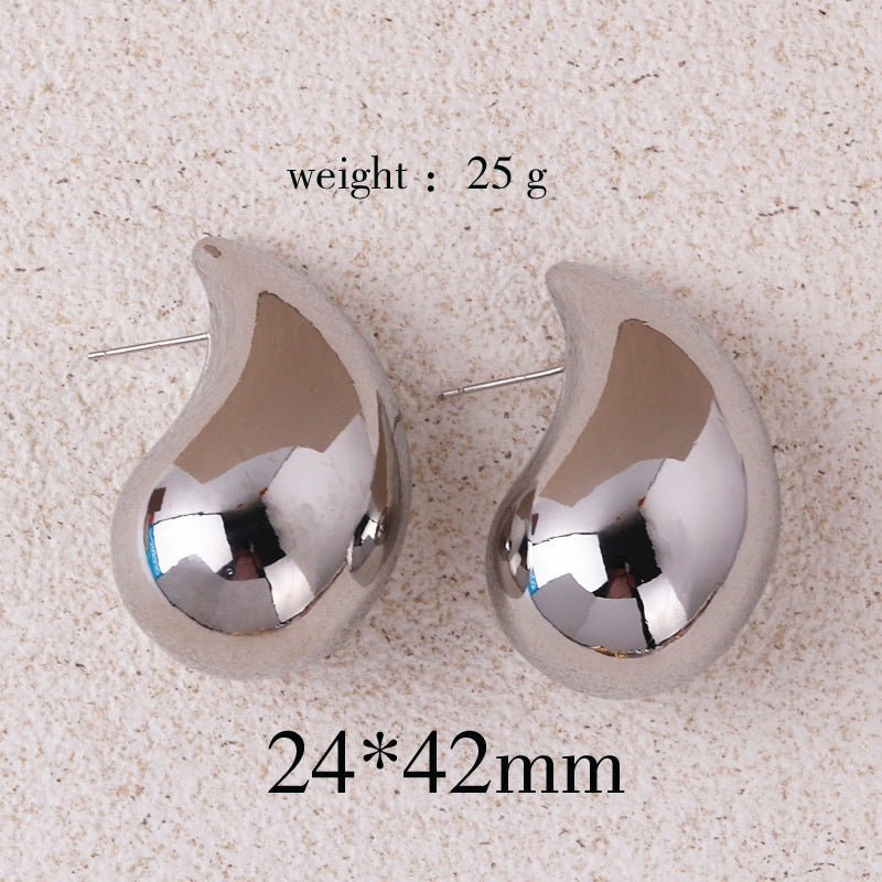 Copper Plating 18K Real Metal Drop-shaped Earrings For Women