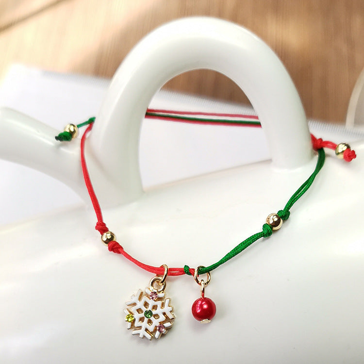 Santa Claus Snow Elk Christmas Tree Weaving Bracelet