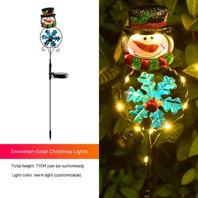 Solar Christmas Led Snowman Elk Ground Plug Light