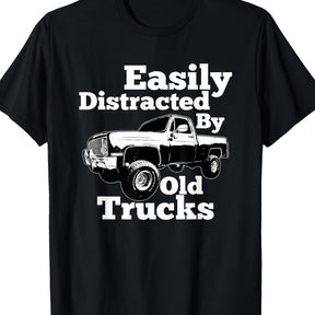 Square T-shirt Easily Distracted By Old Trucks