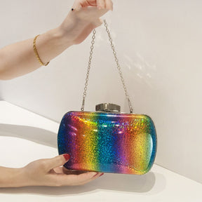 Summer Versatile Rainbow Color Dinner Bag Laser Pu Clutch Gradient Color Women's Bag